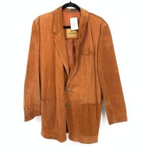 VTG Suede Blazer Sz 8 Brown Leather Jacket 90s Liz Claiborne Lizwear Long Coat